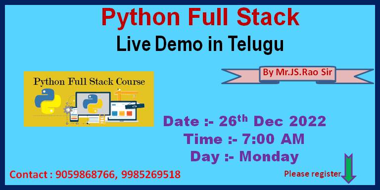 Python django online training by Dhamodhar in Telugu